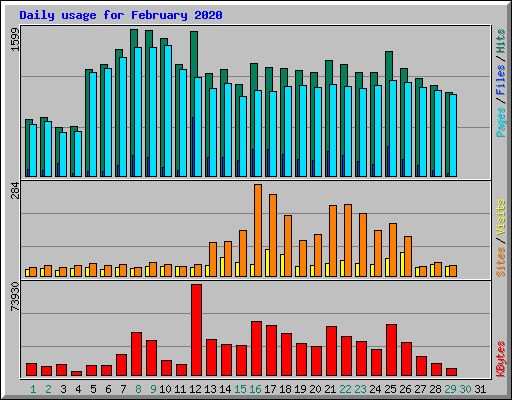 Daily usage for February 2020