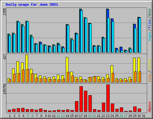 Daily usage for June 2021